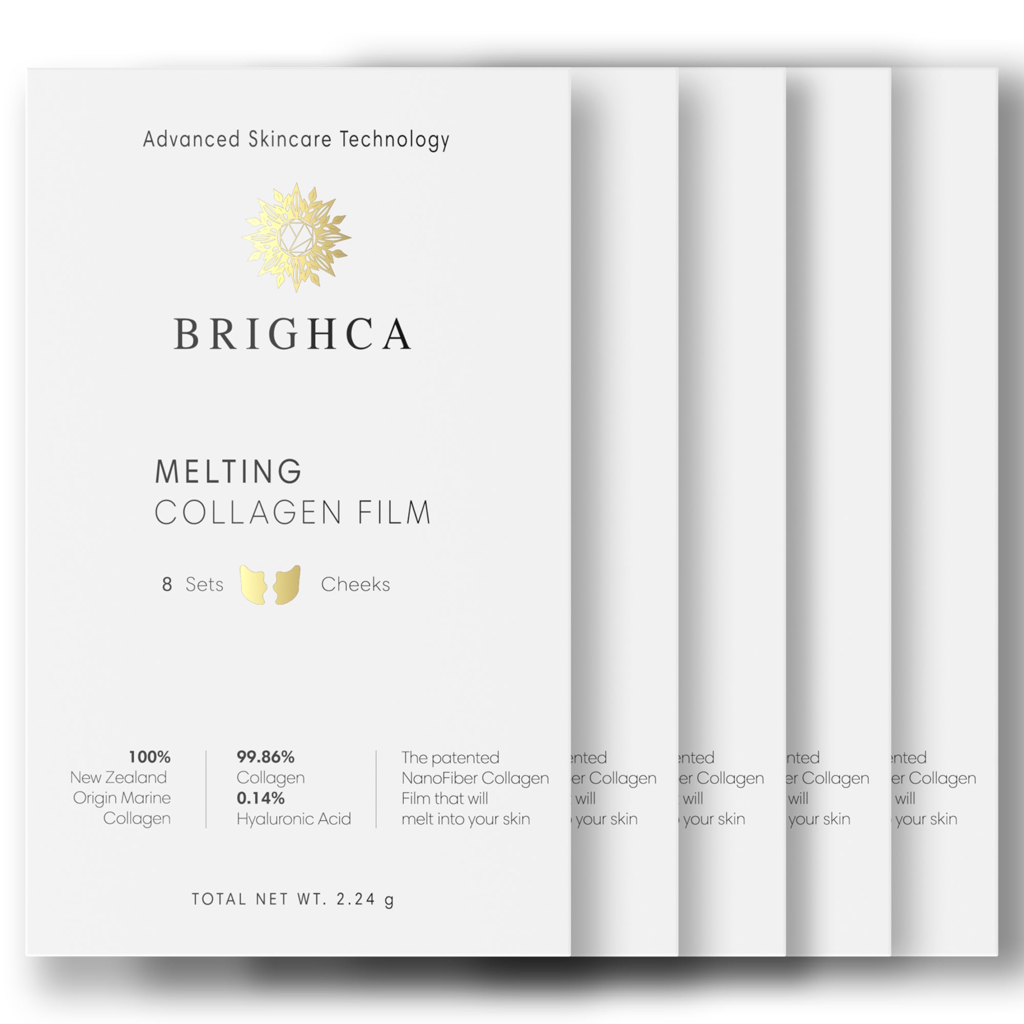 Melting Nanofiber Collagen Film Face Treatment Brighca for anti-aging, lifting, firming, hydrating cheeks value pack