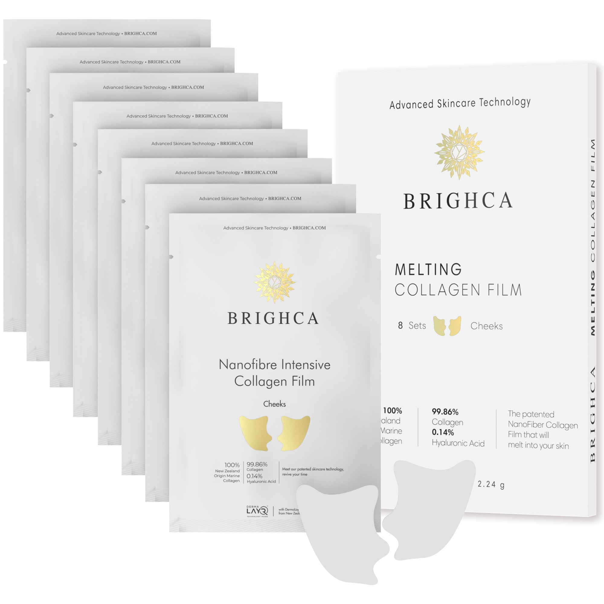 Melting Nanofiber Collagen Film Face Treatment Brighca for anti-aging, lifting, firming, hydrating cheeks