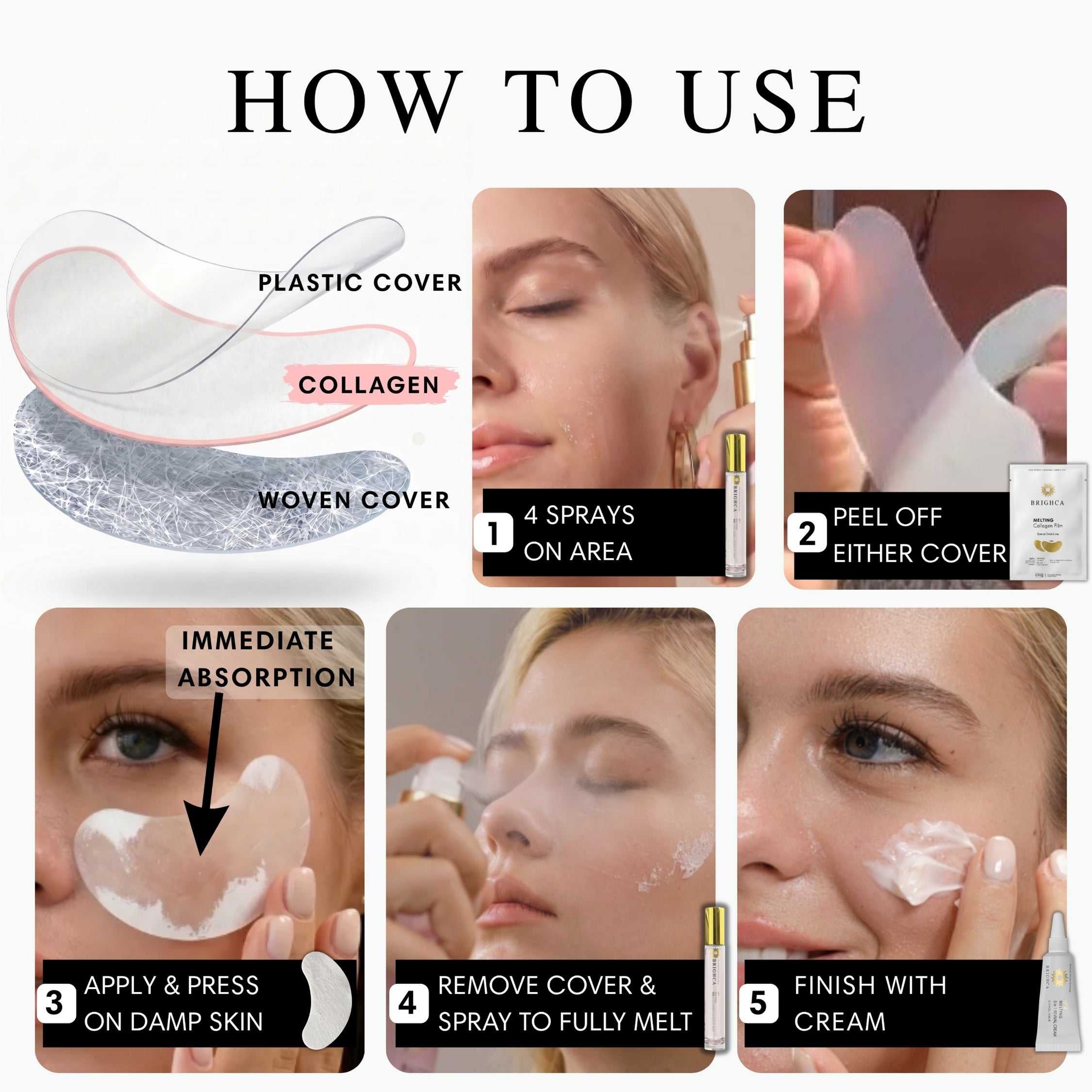 Brighca Melting Collagen Film easy step by step on how to use